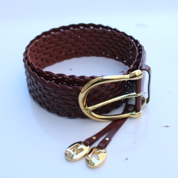 Michael Kors brown braided leather belt main image 6